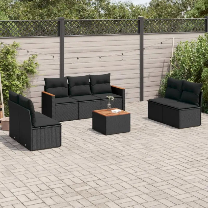 Poly rattan loungeset met wasbare hoes en gepoedercoat staal afmetingen - Zwart / Met tafel - Tuinsets