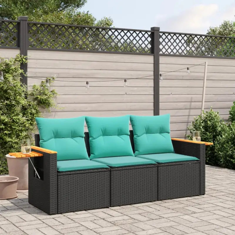 Poly rattan loungeset met wasbare hoes en modulair ontwerp voor tuin - Zwart / Zonder tafel - Tuinsets