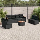 Poly Rattan Loungeset met Wasbare Hoezen en Gepoedercoat Staal Afmetingen - Zwart / Met tafel - Tuinsets