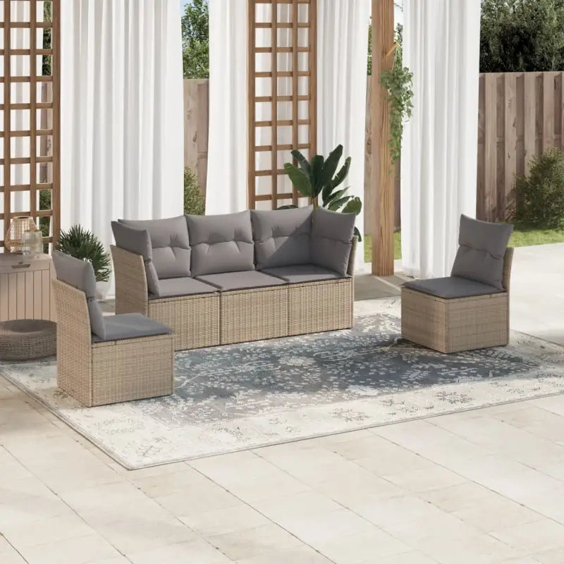 Poly Rattan Loungeset met Waterdichte Tas en Gepoedercoat Staal - Tuinsets