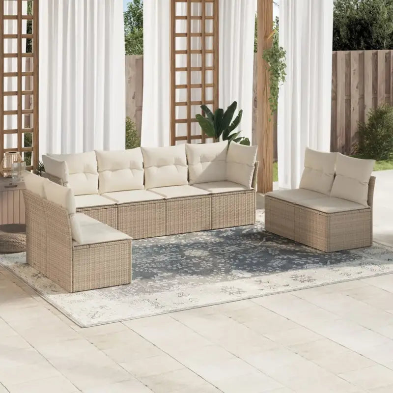 Poly Rattan Loungeset met waterdichte tas en gepoedercoat staal afmetingen - beige en crèmekleurig / Zonder tafel