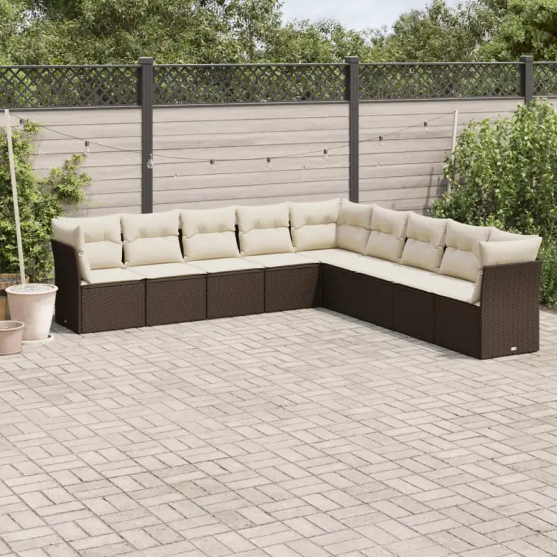 Poly rattan loungeset met waterdichte tas en gepoedercoat staal afmetingen - Bruin en crème / Zonder tafel - Tuinsets