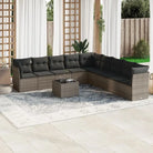 Poly rattan loungeset met waterdichte tas en gepoedercoat staal afmetingen - Grijs / Met tafel - Tuinsets