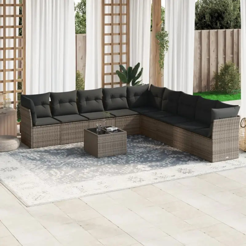 Poly rattan loungeset met waterdichte tas en gepoedercoat staal afmetingen - Grijs / Met tafel - Tuinsets