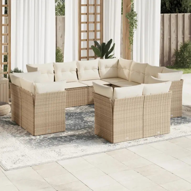 Poly Rattan Loungeset met Waterdichte Tas en Gepoedercoat Staal - beige en crèmekleurig / Zonder tafel - Tuinsets