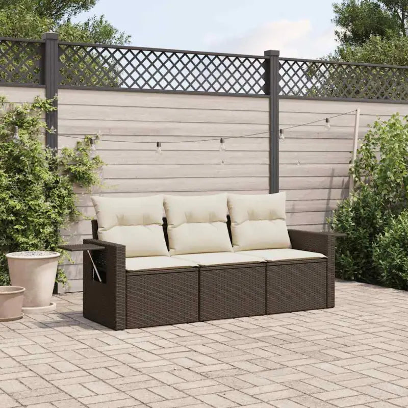 Poly rattan loungeset met waterdichte tas en gepoedercoat staal - Bruin / Zonder tafel - Tuinsets