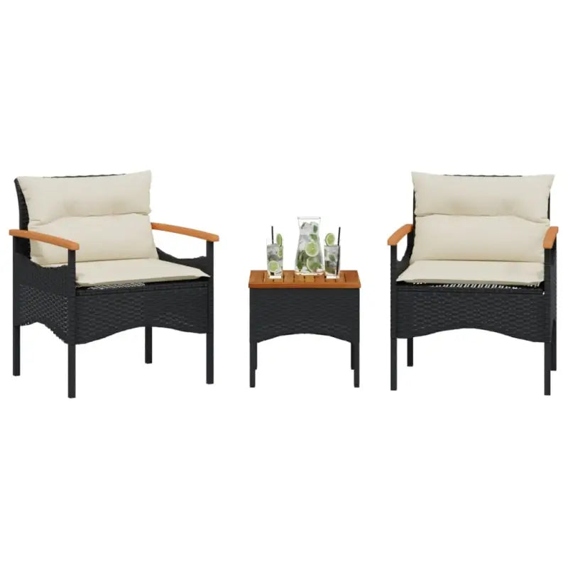 Poly Rattan Loungeset voor een comfortabele zitervaring en eenvoudig schoonmaken - Zwart - Tuinsets
