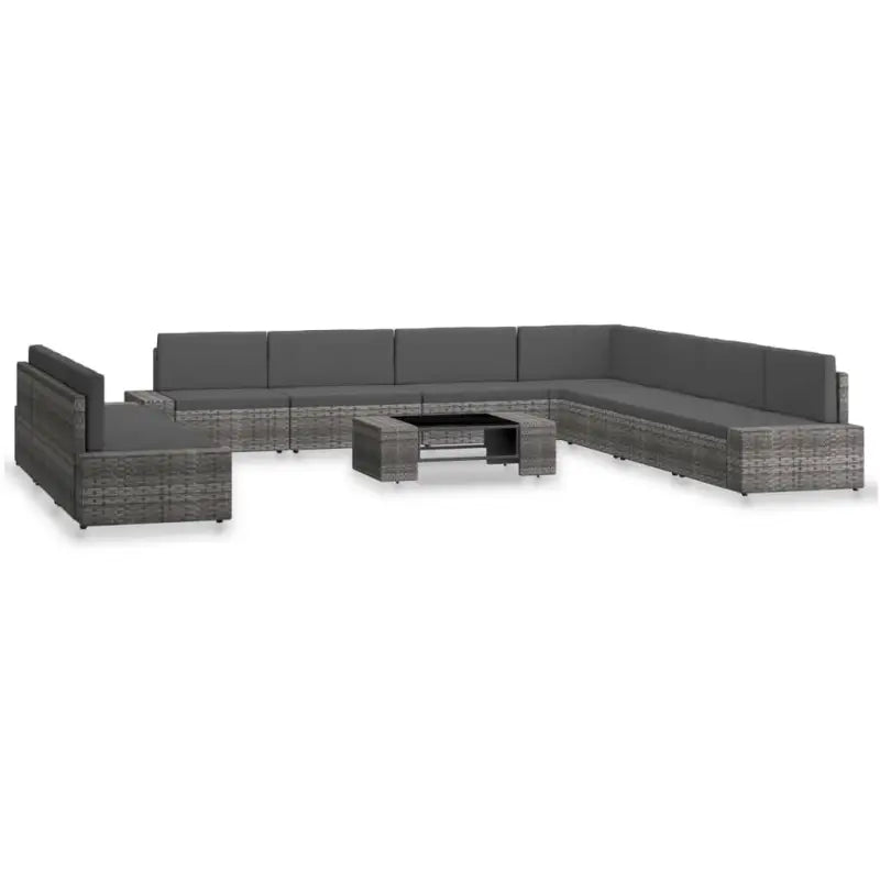Poly Rattan Loungeset voor Tuin met Comfortabele Afmetingen Rugkussen - Tuinsets