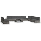 Poly Rattan Loungeset voor Tuin met Comfortabele Afmetingen Rugkussen - Grijs - Tuinsets
