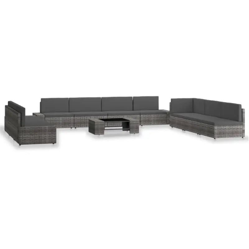 Poly Rattan Loungeset voor Tuin met Comfortabele Afmetingen Rugkussen - Grijs - Tuinsets