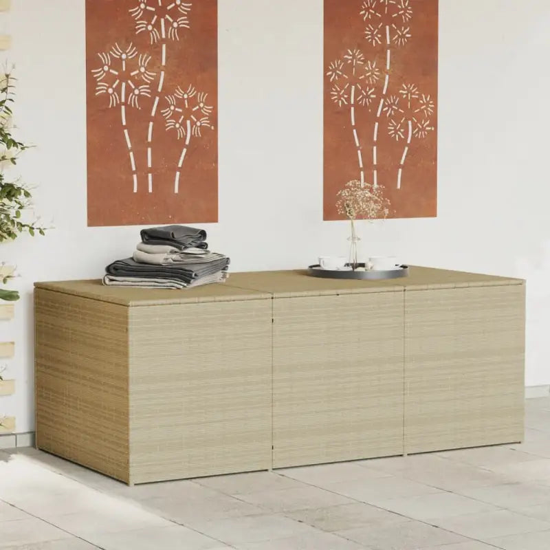 Poly Rattan Opbergbox met Gepoedercoat Stalen Frame voor Buiten - Gemengd beige / 180 x 90 x 70 cm - Opbergboxen