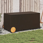 Poly Rattan Opbergbox met Gepoedercoat Stalen Frame voor Buiten - Bruin / 107 x 55 x 50/53 cm - Opbergboxen voor buiten