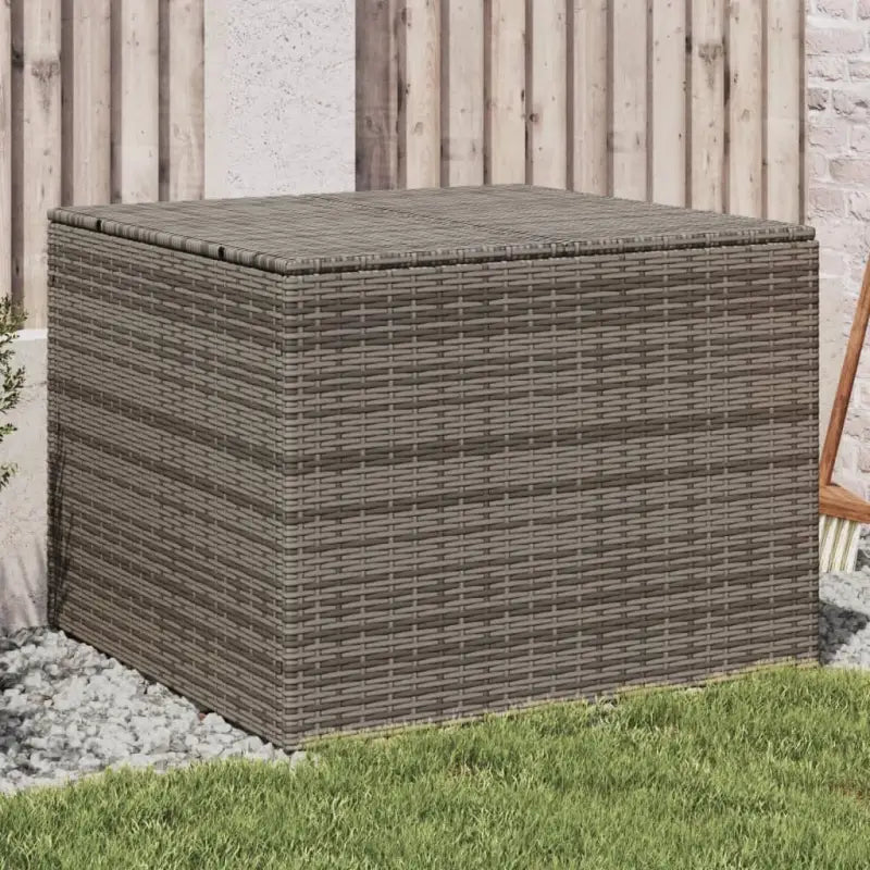 Poly Rattan Opbergbox met Gepoedercoat Stalen Frame voor Buiten - Grijs / 80 x 75 x 59 cm - Opbergboxen voor buiten