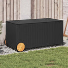 Poly Rattan Opbergbox met Gepoedercoat Stalen Frame voor Buiten - Zwart / 107 x 55 x 50/53 cm - Opbergboxen voor buiten