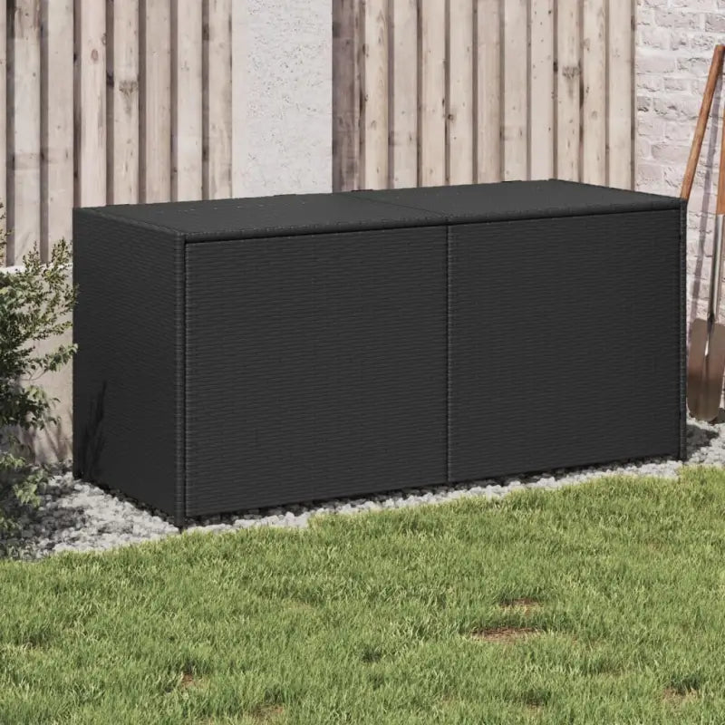 Poly Rattan Opbergbox met Gepoedercoat Stalen Frame voor Buiten - Zwart / 120 x 50 x 56 cm - Opbergboxen voor buiten