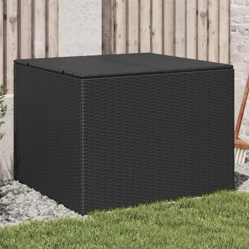 Poly Rattan Opbergbox met Gepoedercoat Stalen Frame voor Buiten - Zwart / 80 x 75 x 59 cm - Opbergboxen voor buiten