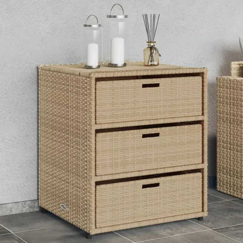 Poly Rattan Opbergbox voor Buiten voor Kussens en Tuinbenodigdheden - Beige / 55 x 59 x 69 cm - Opbergboxen voor buiten
