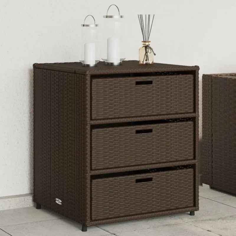 Poly Rattan Opbergbox voor Buiten voor Kussens en Tuinbenodigdheden - Bruin / 55 x 59 x 69 cm - Opbergboxen voor buiten