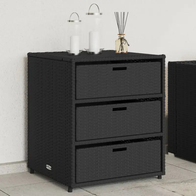 Poly Rattan Opbergbox voor Buiten voor Kussens en Tuinbenodigdheden - Zwart / 55 x 59 x 69 cm - Opbergboxen voor buiten