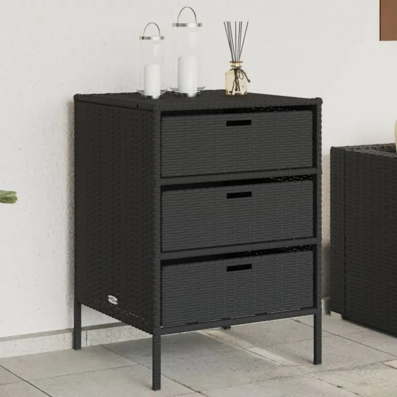 Poly Rattan Opbergbox voor Buiten voor Kussens en Tuinbenodigdheden - Zwart / 55 x 59 x 80 cm - Opbergboxen voor buiten