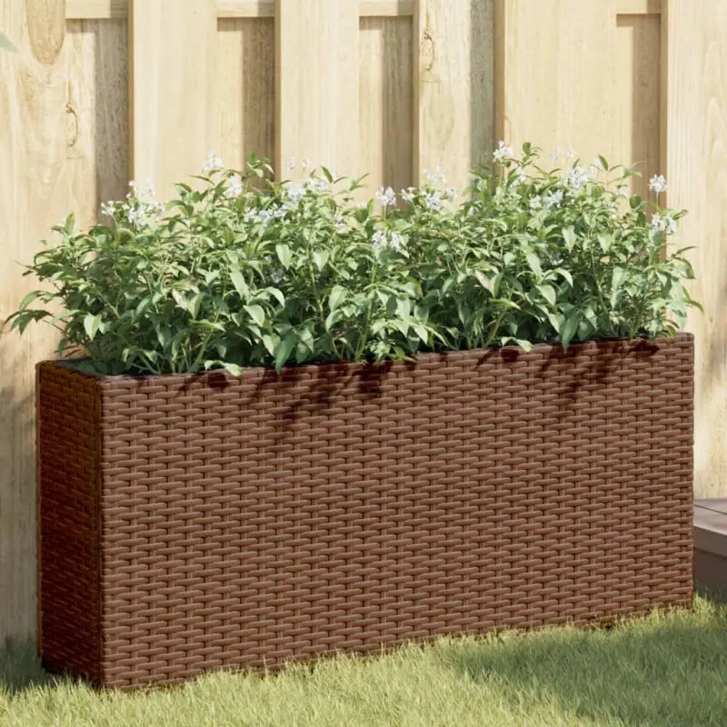 Poly rattan plantenbak met nonwoven zak voor tuin en balkon - Bruin / 1 - Bloempotten & plantenbakken