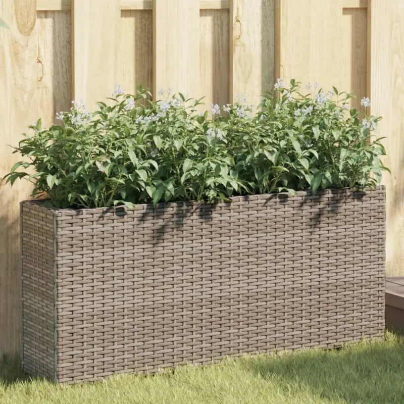 Poly rattan plantenbak met nonwoven zak voor tuin en balkon - Grijs / 1 - Bloempotten & plantenbakken