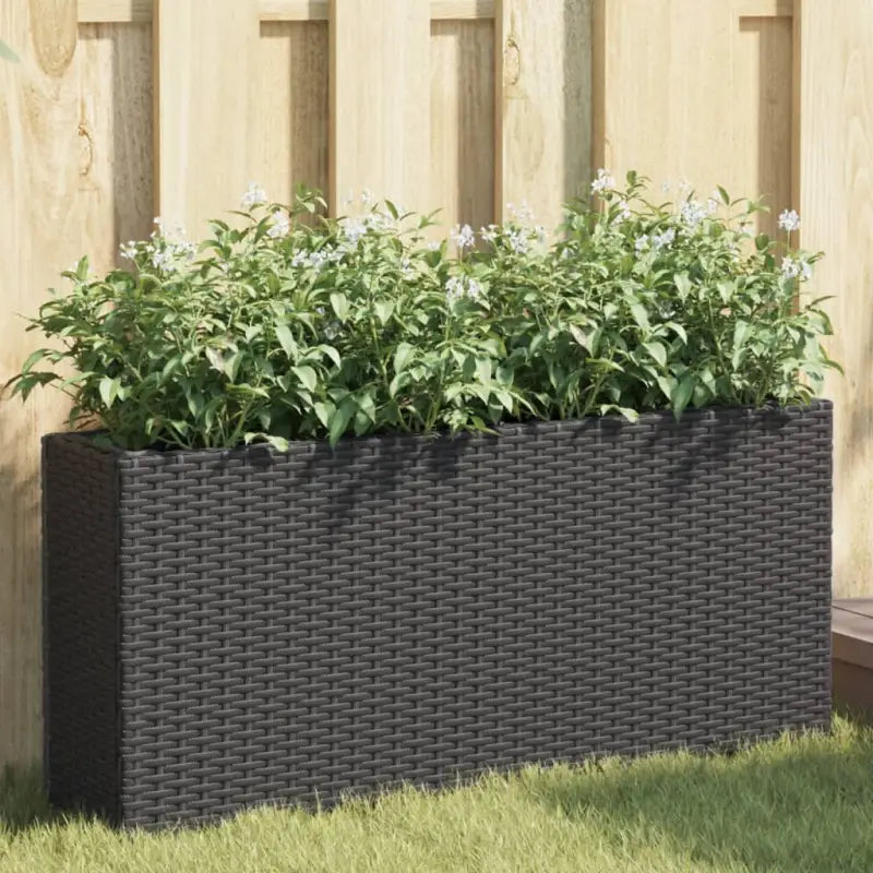 Poly rattan plantenbak met nonwoven zak voor tuin en balkon - Zwart / 1 - Bloempotten & plantenbakken