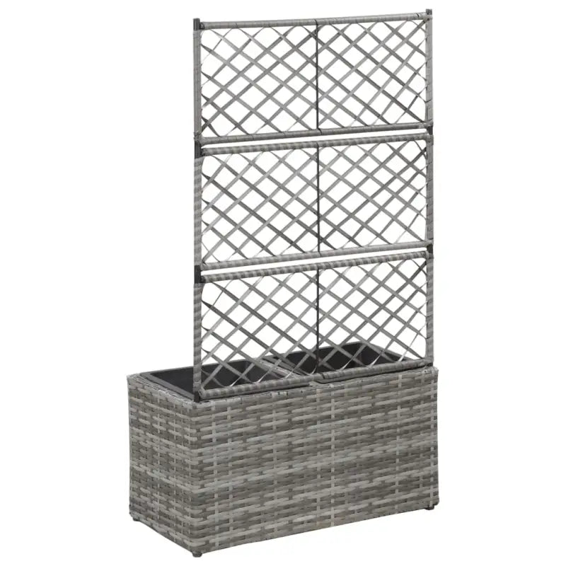 Poly rattan plantenbak met uitneembare potten en latwerk voor tuin - Bloempotten & plantenbakken