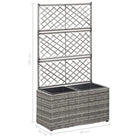 Poly rattan plantenbak met uitneembare potten en latwerk voor tuin - Bloempotten & plantenbakken