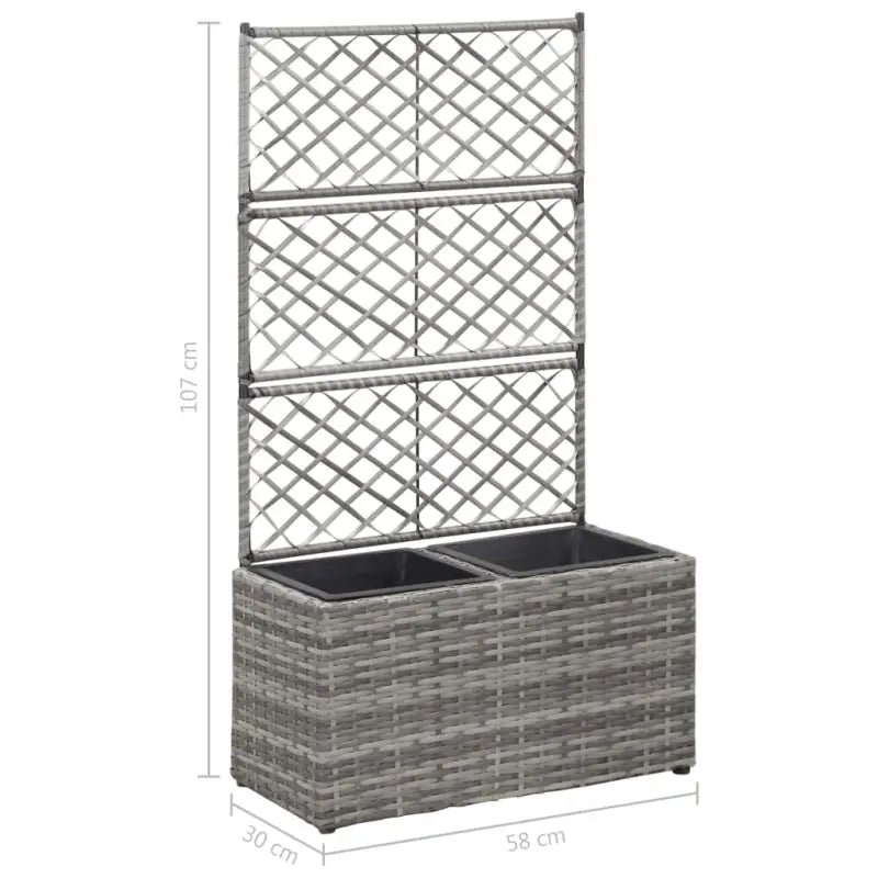 Poly rattan plantenbak met uitneembare potten en latwerk voor tuin - Bloempotten & plantenbakken