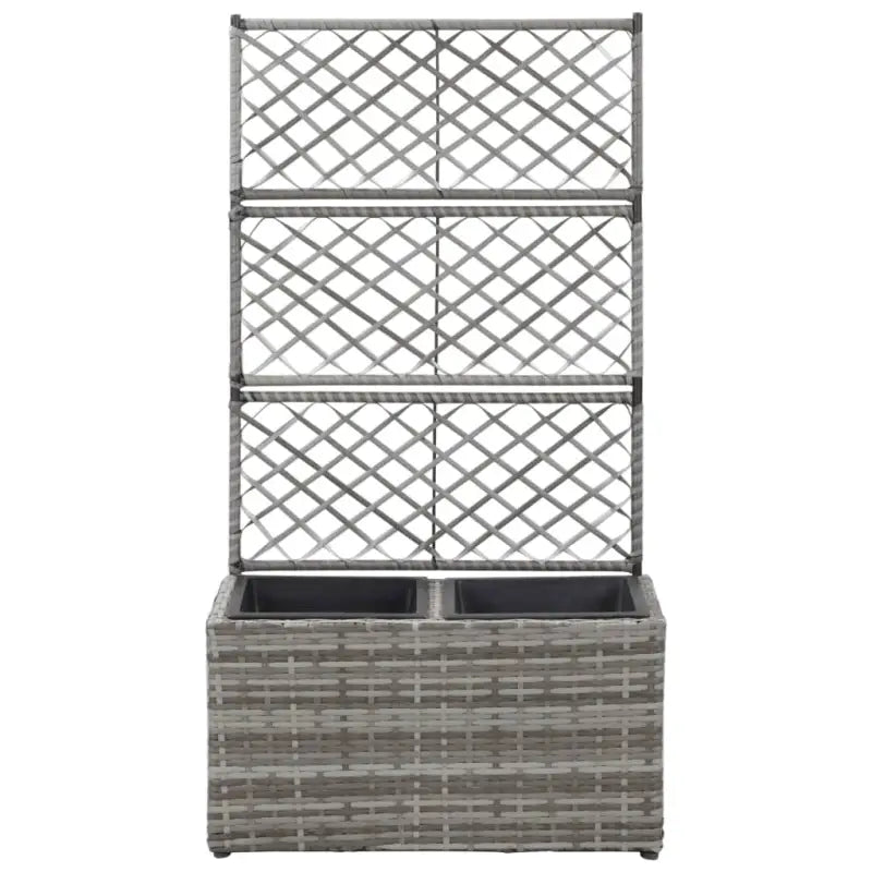 Poly rattan plantenbak met uitneembare potten en latwerk voor tuin - Bloempotten & plantenbakken