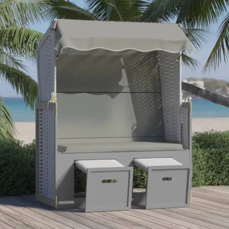 Poly rattan strandstoel biedt comfort en stijl voor buiten ontspanning - Grijs / 1 - Ligstoelen