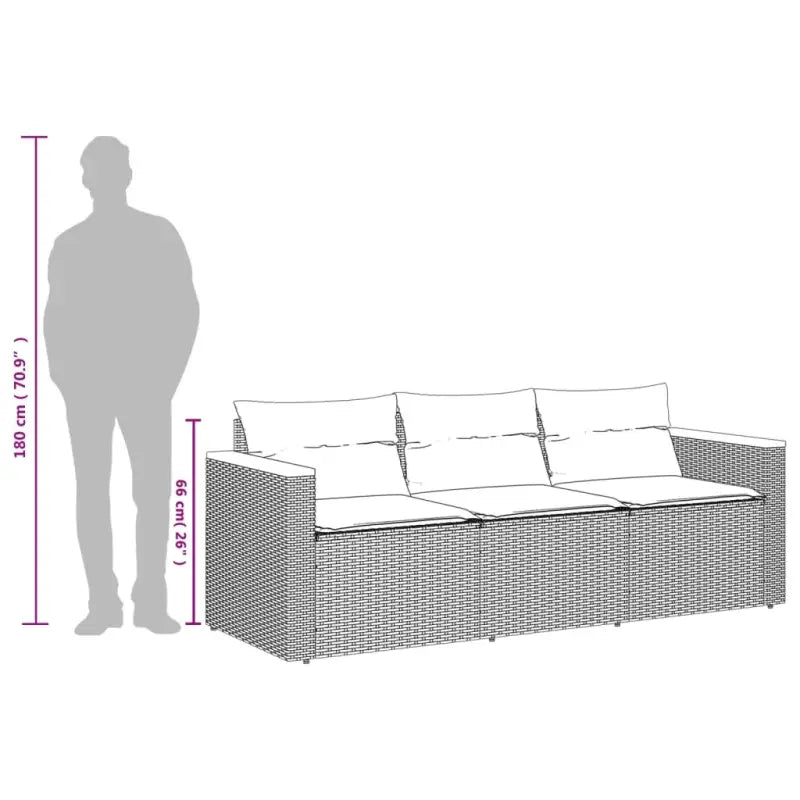 Poly rattan tuinbank met comfortabele zitervaring en wasbare hoes - Loungebanken