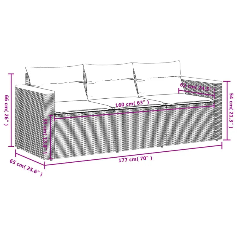 Poly rattan tuinbank met comfortabele zitervaring en wasbare hoes - Loungebanken