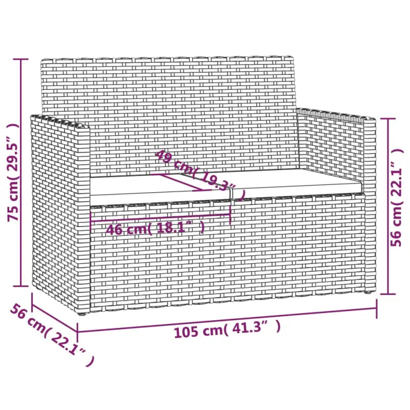 Poly Rattan Tuinbank met Kussens voor in de Tuin of Terras - Tuinbanken