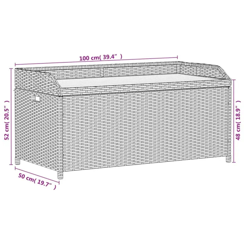 Poly rattan tuinbank met opbergbakje voor andere spullen en waterdichte tas - Tuinbanken