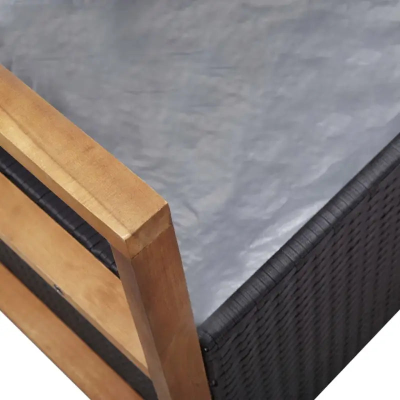 Poly Rattan tuinbank met opbergkast van massief acaciahout - Tuinbanken