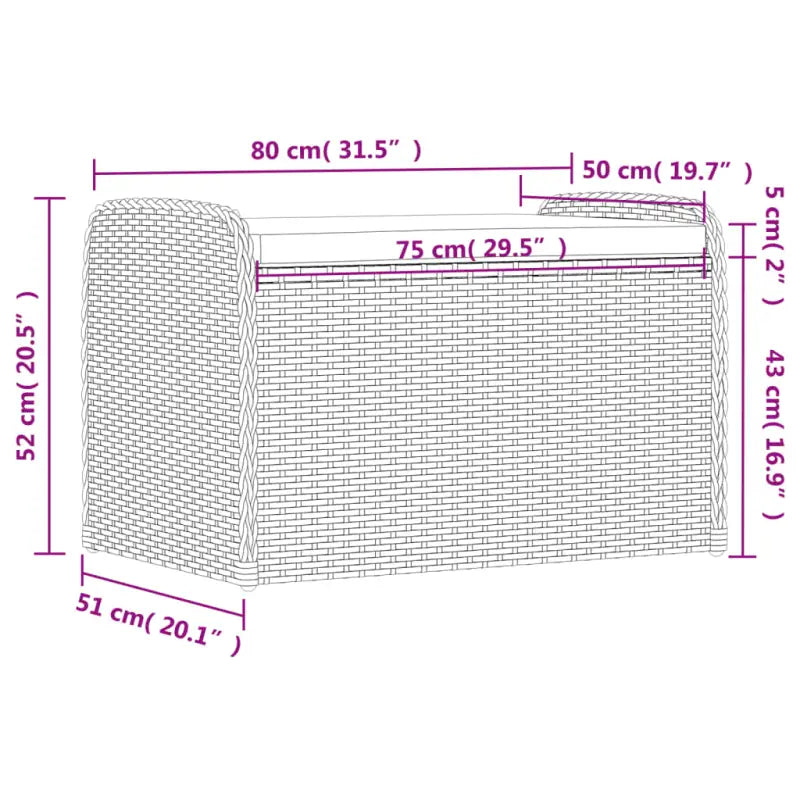 Poly Rattan tuinbank met opbergruimte voor andere spullen en waterdichte tas - Tuinbanken