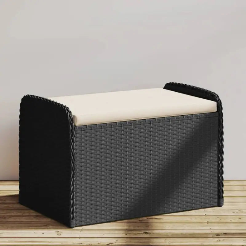 Poly Rattan tuinbank met opbergruimte voor andere spullen en waterdichte tas - Zwart / 80 x 51 x 52 cm / 1 - Tuinbanken