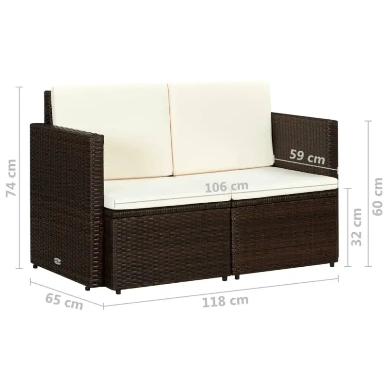 Poly Rattan Tuinbank met Stalen Frame inclusief Levering - Bruin / 1 - Loungebanken