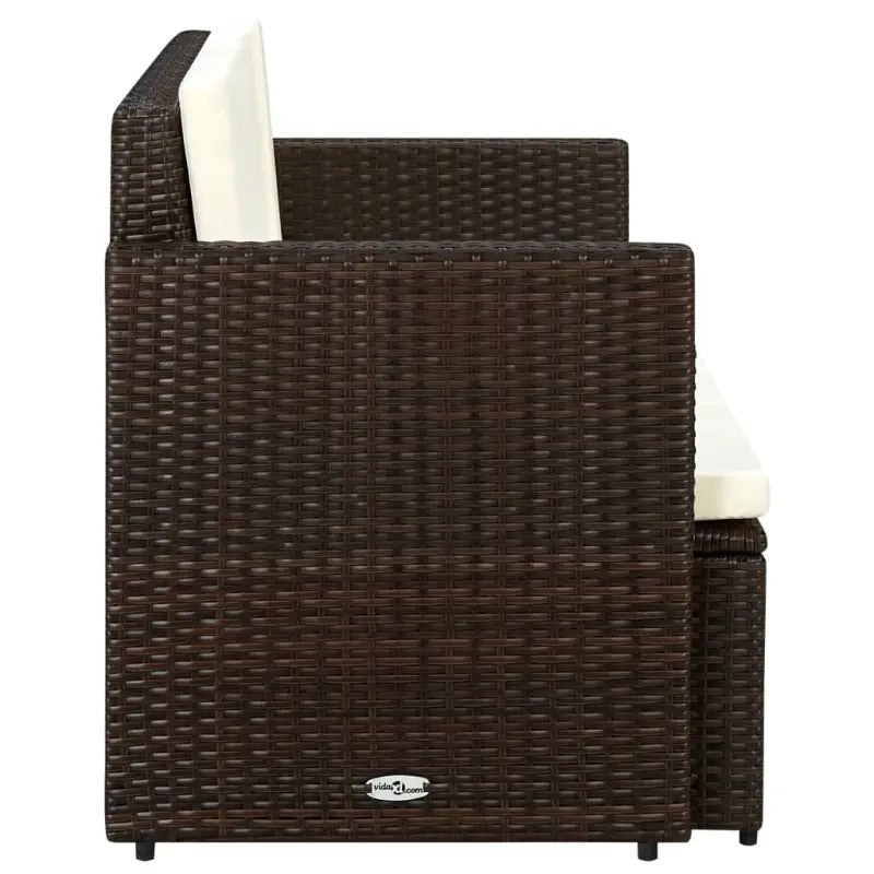 Poly Rattan Tuinbank met Stalen Frame inclusief Levering - Bruin / 1 - Loungebanken