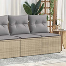 Poly Rattan Tuinbank met Waterdichte Tas en Wasbare Hoezen - Beige en grijs / met opbergruimte - Tuinsets