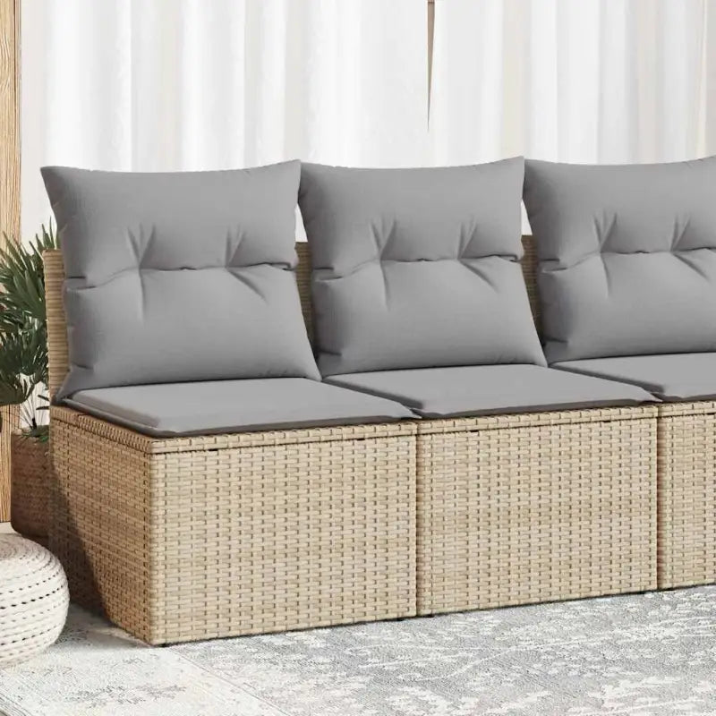 Poly Rattan Tuinbank met Waterdichte Tas en Wasbare Hoezen - Beige en grijs / zonder opbergruimte - Tuinsets