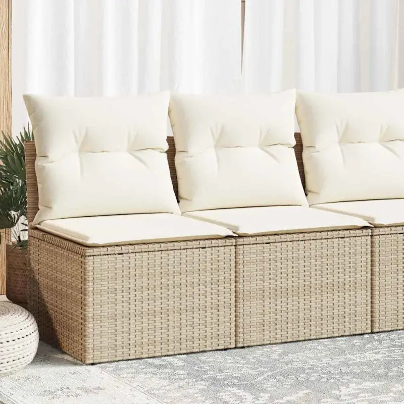 Poly Rattan Tuinbank met Waterdichte Tas en Wasbare Hoezen - beige en crèmekleurig / zonder opbergruimte - Tuinsets