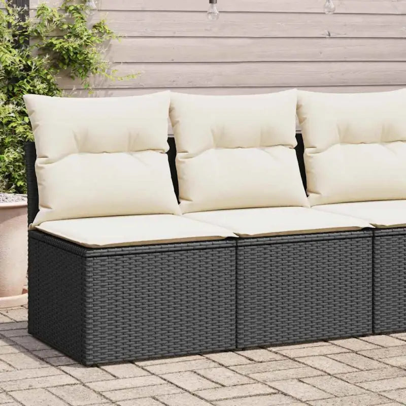 Poly Rattan Tuinbank met Waterdichte Tas en Wasbare Hoezen - Zwart en crème / zonder opbergruimte - Tuinsets
