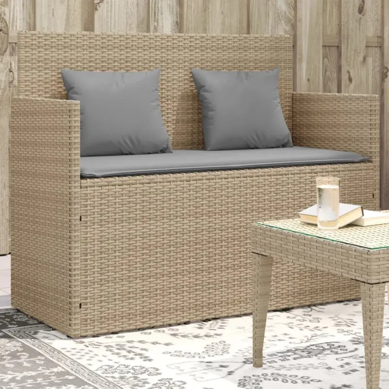 Poly rattan tuinbank met waterdichte zak voor andere spullen en kussens - Beige en grijs / 1 - Tuinbanken