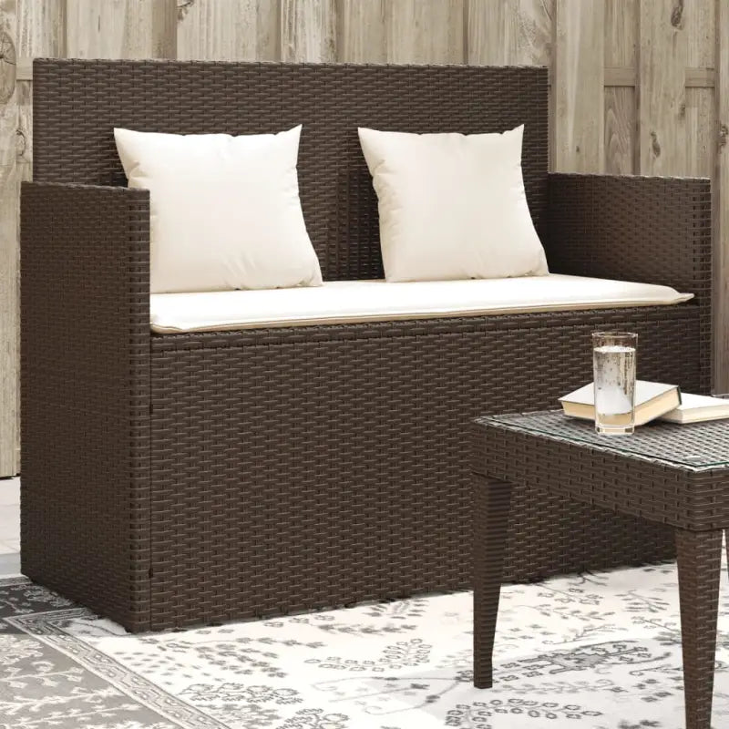 Poly rattan tuinbank met waterdichte zak voor andere spullen en kussens - Bruin / 1 - Tuinbanken