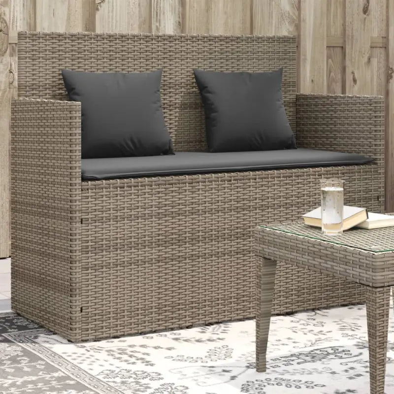 Poly rattan tuinbank met waterdichte zak voor andere spullen en kussens - Grijs / 1 - Tuinbanken