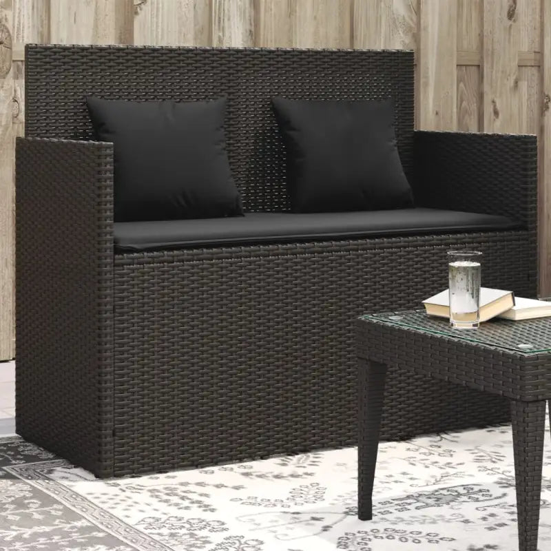 Poly rattan tuinbank met waterdichte zak voor andere spullen en kussens - Zwart / 1 - Tuinbanken