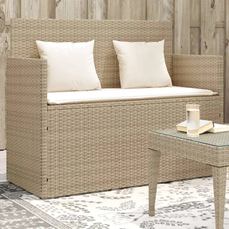 Poly rattan tuinbank met waterdichte zak voor andere spullen en kussens - beige en crèmekleurig / 1 - Tuinbanken